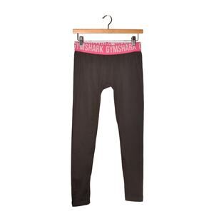 GYMSHARK $65 Gray Pink Logo Waistband Cropped Leggings Small
